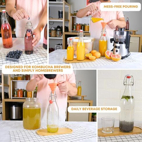 زجاجات زجاجية علوية متأرجحة من FastRack سعة 16 أونصة (500 مل) - عبوتان | زجاجات علوية شفافة ذات أغطية محكمة الغلق | عبوات زجاجية قابلة لإعادة الاستخدام لزيت الزيتون والخل والكمبوتشا والبيرة والتخمير in Kuwait