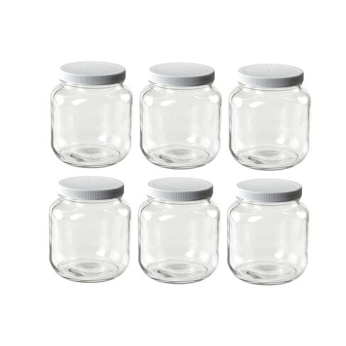 North Mountain Supply 1/2 Gallon Glass Jars – Wide Mouth with White Plastic Lids – USDA, BPA-Free, Made in the USA – 6 Pack in Saudi Arabia