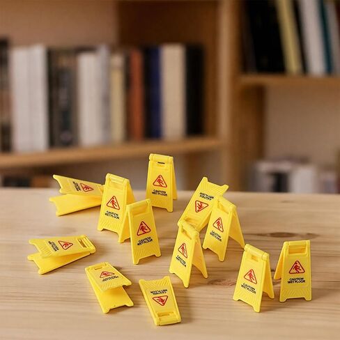 TIESOME 12 قطعة من لافتات الأرضية الرطبة الصغيرة الصفراء، علامة تحذير أمان مزدوجة الجوانب، إشارة مرور صغيرة للاستخدام الداخلي والخارجي in Saudi Arabia