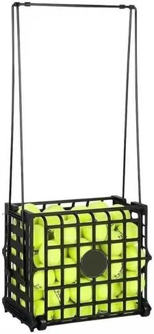 قادوس كرات التنس المحمول مع عجلة - سعة 75 كرة تنس، حامل سلة كرات التنس، حاوية منتقي المقطورات، تصميم سهل اللف للتمرين والتدريب in Kuwait