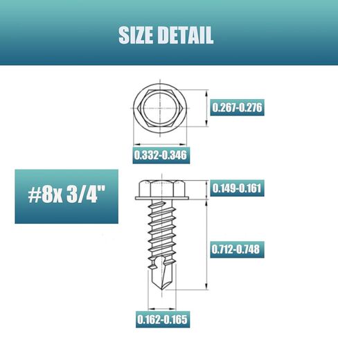 500 قطعة #8x3/4 مجموعة متنوعة من براغي الحفر الذاتي، 410 رأس تروس من الفولاذ المقاوم للصدأ ورأس غسالة سداسية ذاتية التنصت، براغي معدنية ذاتية التنصت، براغي سريعة عالية القوة in Kuwait