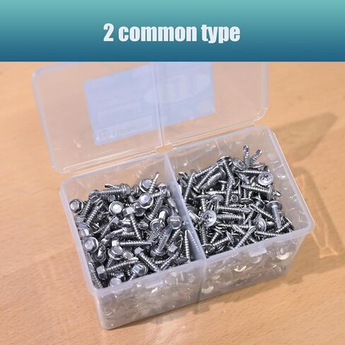 500 قطعة #8x3/4 مجموعة متنوعة من براغي الحفر الذاتي، 410 رأس تروس من الفولاذ المقاوم للصدأ ورأس غسالة سداسية ذاتية التنصت، براغي معدنية ذاتية التنصت، براغي سريعة عالية القوة in Kuwait