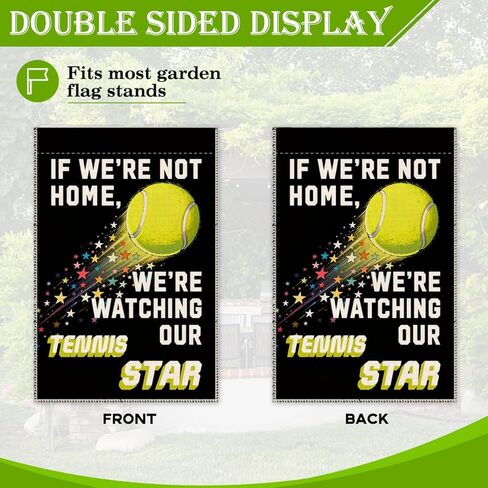 Hafhue If We're Not Home, We're Watching Our Tennis Star Garden Flag, 12 x 18 Inch Double Sided Farmhouse Holiday Yard Garden Lawn Patio Court Decor Flag, Tennis Star Support Fan Player Garden Flags in Saudi Arabia