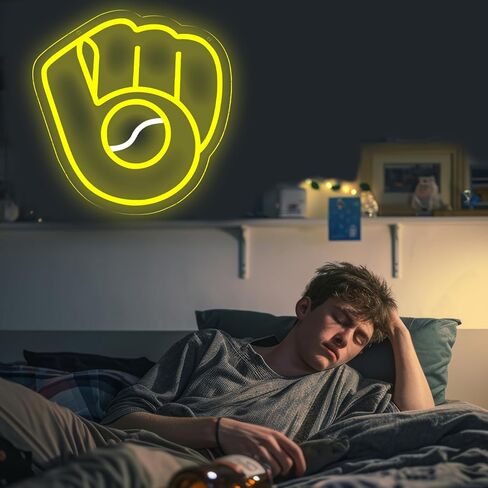 لافتة نيون البيسبول LED من Balanar، ضوء نيون أصفر وأبيض، 12.4 × 12.2 بوصة، قابلة للتعتيم 5 فولت، مثالية لهدايا عيد الميلاد وأعياد الميلاد in Kuwait