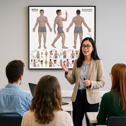 Miridia Acupuncture Chart - Huge Laminated Anatomical TCM Meridian & Points Poster - Clinic/Study Use - Accurate Acupuncture Point Chart - Clear Labels - Comprehensive Meridian System - 36x36, Male in Kuwait