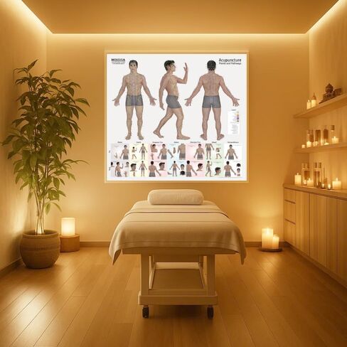 Miridia Acupuncture Chart - Huge Laminated Anatomical TCM Meridian & Points Poster - Clinic/Study Use - Accurate Acupuncture Point Chart - Clear Labels - Comprehensive Meridian System - 36x36, Male in Kuwait