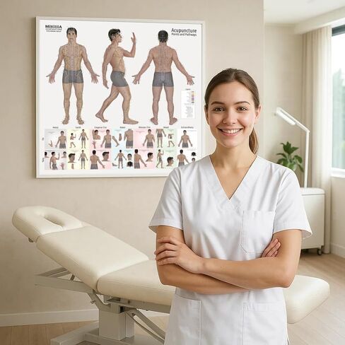 Miridia Acupuncture Chart - Huge Laminated Anatomical TCM Meridian & Points Poster - Clinic/Study Use - Accurate Acupuncture Point Chart - Clear Labels - Comprehensive Meridian System - 36x36, Male in Kuwait