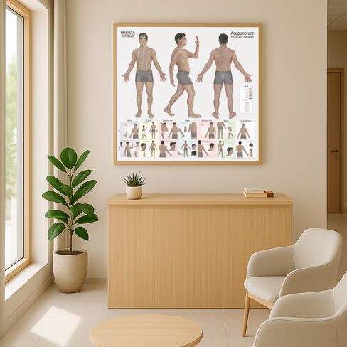 Miridia Acupuncture Chart - Huge Laminated Anatomical TCM Meridian & Points Poster - Clinic/Study Use - Accurate Acupuncture Point Chart - Clear Labels - Comprehensive Meridian System - 36x36, Male in Kuwait