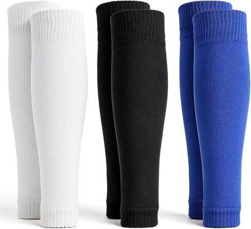 Shin Guard Sleeves, 3 Pairs Pre Cut Football Sock Sleeves Soft Breathable Soccer Sock Sleeve Elastic Leg Sleeve for Soccer Running Adult in Saudi Arabia