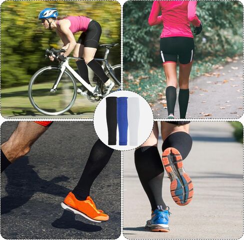 Shin Guard Sleeves, 3 Pairs Pre Cut Football Sock Sleeves Soft Breathable Soccer Sock Sleeve Elastic Leg Sleeve for Soccer Running Adult in Saudi Arabia