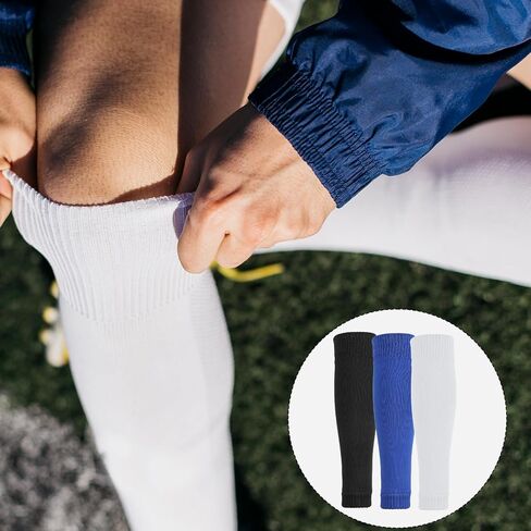 Shin Guard Sleeves, 3 Pairs Pre Cut Football Sock Sleeves Soft Breathable Soccer Sock Sleeve Elastic Leg Sleeve for Soccer Running Adult in Saudi Arabia