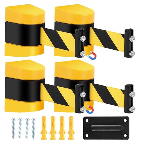 4 عبوات من حاجز الحزام المغناطيسي القابل للسحب على الحائط، حزام أمان للتحكم في الحشود مع حافظة ABS لملعب متجر البقالة بالتجزئة - 16.4 قدم in Kuwait