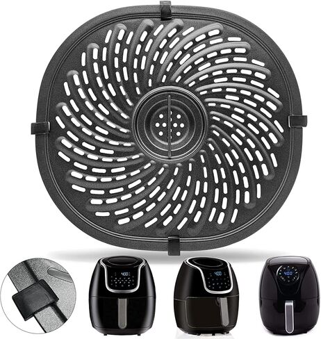 مقلاة الهواء مقلاة شواء لمقلاة الهواء Power XL 5QT، 8.7 بوصة 5QT مقلاة هوائية مستديرة غير لاصقة استبدال أجزاء حامل صينية ملحقات لوحة الشواء لوحة هش لمقلاة الهواء Ultrean Gourmia، آمنة للاستخدام في غسالة الأطباق in Kuwait