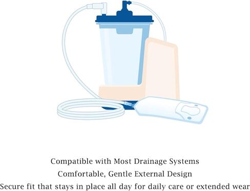 Male External Catheter, Non-Invasive Urine Management, Full-Seal Adhesive for Leak Reduction, Skin-Protective Wicking Material, Compatible with Most Drainage Systems, Box of 30, Equipment Not Included in Saudi Arabia