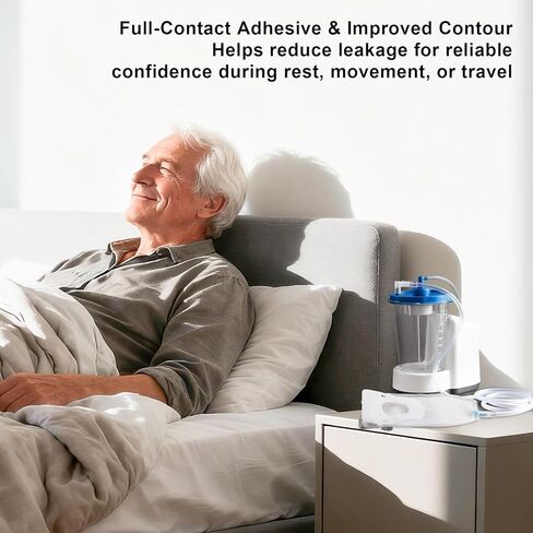 Male External Catheter, Non-Invasive Urine Management, Full-Seal Adhesive for Leak Reduction, Skin-Protective Wicking Material, Compatible with Most Drainage Systems, Box of 30, Equipment Not Included in Saudi Arabia