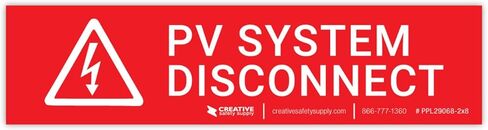 PV System Disconnect with Hazard Icon - Arc Flash Label - 1in x 5in (Pack of 5) in Kuwait