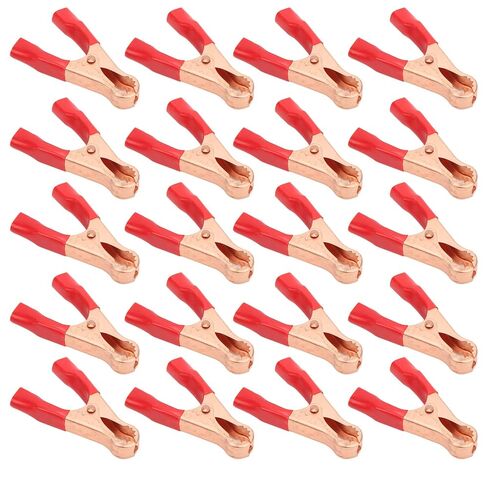 Electric Test Clip 50A Rated Current 22mm Opening Steel Copper Plated PVC Insulated Safety Clamp for Electronic Equipment Welding Machinery 20Pcs (Red) in Saudi Arabia