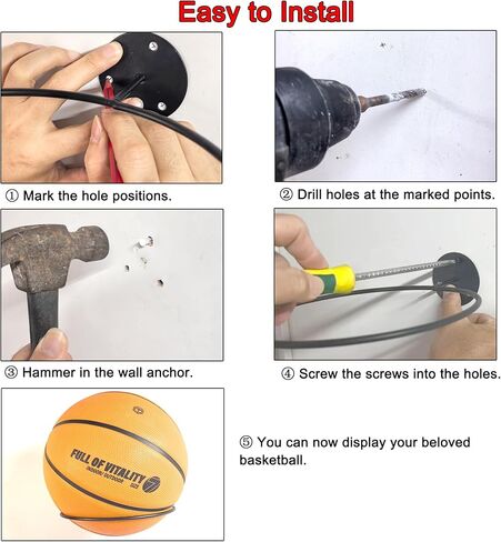 4 قطع كرة سلة مثبتة على الحائط حامل عرض، رف كرة عالمي معدني أسود حامل حامل موفر للمساحة لكرة السلة وكرة القدم وكرة القدم وكرة القدم وعرض تخزين كرة القدم in Kuwait