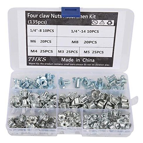 135pcs Carbon Steel Four Claw Nut Assortment Kit for Furniture Cabinet Door in Saudi Arabia