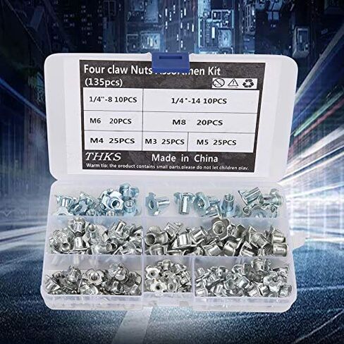 135pcs Carbon Steel Four Claw Nut Assortment Kit for Furniture Cabinet Door in Saudi Arabia