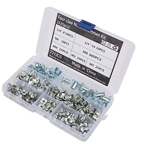 135pcs Carbon Steel Four Claw Nut Assortment Kit for Furniture Cabinet Door in Saudi Arabia