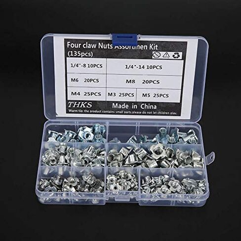 135pcs Carbon Steel Four Claw Nut Assortment Kit for Furniture Cabinet Door in Saudi Arabia