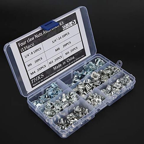 135pcs Carbon Steel Four Claw Nut Assortment Kit for Furniture Cabinet Door in Saudi Arabia