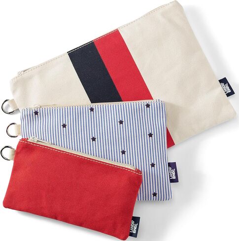 LANDS 'END ZIP CANVAS CANVAS 3PK Natural/Radiant Navy Size One in Kuwait