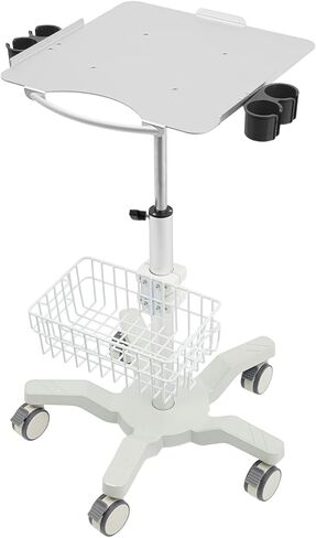 عربة دوارة طبية مع 5 عجلات قابلة للقفل، عربة أدوات من سبائك الألومنيوم قابلة للتعديل بارتفاع 24-38 بوصة، سعة 22 رطلًا للاستخدام المنزلي في عيادة المستشفى وصالون التجميل in Kuwait