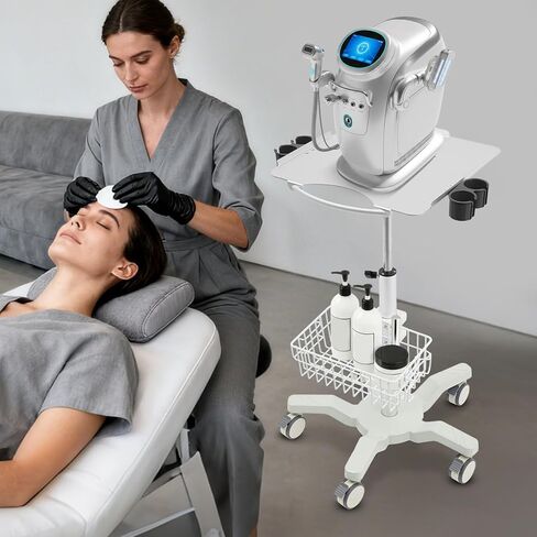 عربة دوارة طبية مع 5 عجلات قابلة للقفل، عربة أدوات من سبائك الألومنيوم قابلة للتعديل بارتفاع 24-38 بوصة، سعة 22 رطلًا للاستخدام المنزلي في عيادة المستشفى وصالون التجميل in Kuwait