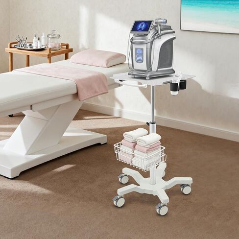 عربة دوارة طبية مع 5 عجلات قابلة للقفل، عربة أدوات من سبائك الألومنيوم قابلة للتعديل بارتفاع 24-38 بوصة، سعة 22 رطلًا للاستخدام المنزلي في عيادة المستشفى وصالون التجميل in Kuwait