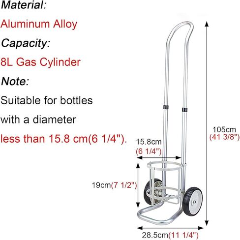 Aluminum Alloy Gas Cylinder Holder for Laboratory Home, Oxygen Tank Holder 2 Wheels Oxygen Storage Rack Cart, Adjustable Height Rolling Oxygen Tank Dolly, Diameter 15.8cm(6 1/4") in Saudi Arabia