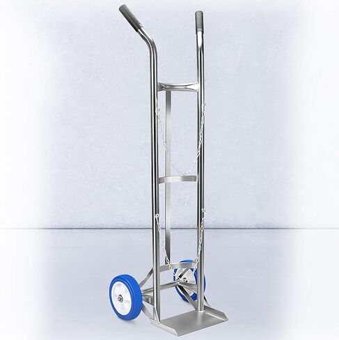 Foldable Gas Cylinder Holder Stand/Oxygen Tank Cart Dolly with Wheels, 304 Stainless Steel Oxygen Tank Cylinder Factories Laboratory Medical Storage Cart for Transportation, 4-Wheeled cart in Saudi Arabia