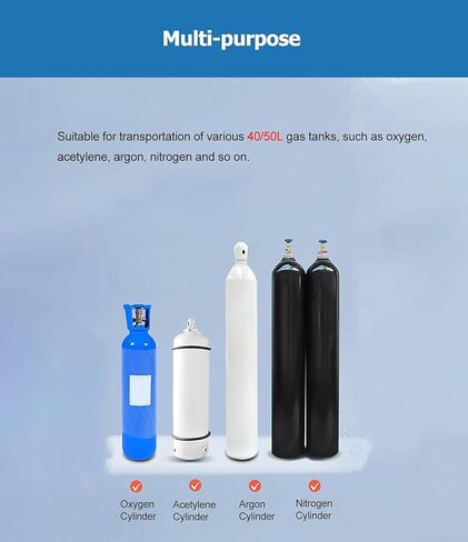 Heavy Duty Oxygen Cylinders Cart with Chain & 13" Wheels, Steel Oxygens Tank Cart for 40/50L Cylinder, Sturdy Carts for Hospital Factory Laboratory CDC, Blue-108cm/42.5in in Saudi Arabia