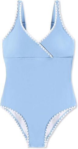 ملابس سباحة للفتيات من GEMLON قطعة واحدة ملابس سباحة مبطنة بحزام قابل للتعديل للشاطئ بدلة استحمام للشاطئ بألوان متباينة للمراهقين 7-16 سنة in Kuwait