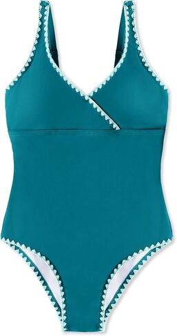 GEMLON Girls Swimsuit One Piece Swimwear Padded Adjustable Strap Beach Bathing Suit Color Contrast Swimsuit Teens 7-16Y in Saudi Arabia