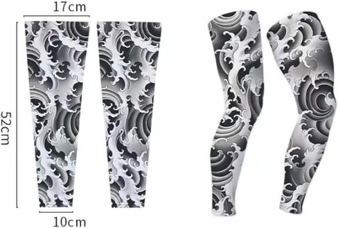 Sun Protection Leg Sleeves for Cycling,Ice Silk Tattoo Print 1 Pair Nonslip Ideal for Summer Outdoor Sports in Saudi Arabia