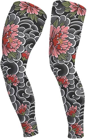Sun Protection Leg Sleeves for Cycling,Ice Silk Tattoo Print 1 Pair Nonslip Ideal for Summer Outdoor Sports in Saudi Arabia