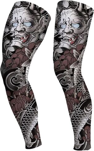 Sun Protection Leg Sleeves for Cycling,Ice Silk Tattoo Print 1 Pair Nonslip Ideal for Summer Outdoor Sports in Saudi Arabia