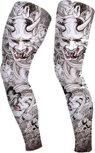 Sun Protection Leg Sleeves for Cycling,Ice Silk Tattoo Print 1 Pair Nonslip Ideal for Summer Outdoor Sports in Saudi Arabia
