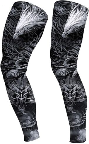 Sun Protection Leg Sleeves for Cycling,Ice Silk Tattoo Print 1 Pair Nonslip Ideal for Summer Outdoor Sports in Saudi Arabia