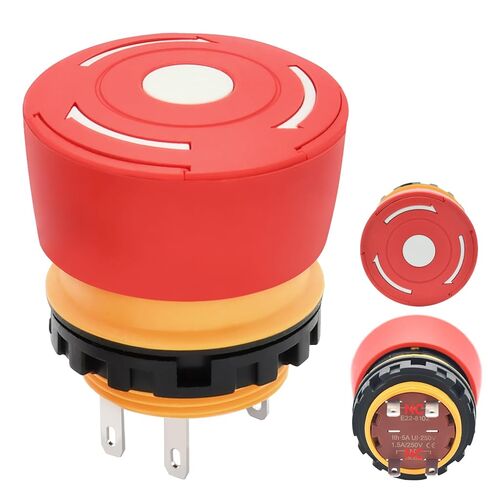 مفتاح إيقاف الطوارئ قصير جدًا 22 مم 7/8 بوصة؛ IP65 مقاوم للماء؛ SPDT 1NO 1NC 4Pin، 5Amp 250VAC، 18.3 مم خلف لوحة إيقاف التشغيل لتوفير المساحة in Kuwait