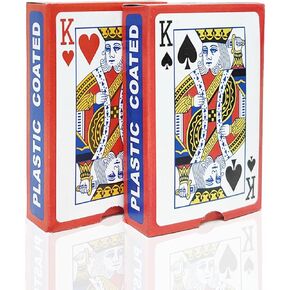 أوراق اللعب الكلاسيكية ، Deck of Cards القياسية ، دائمة وسلسة للبوكر ، Blackjack ، وجميع ألعاب الورق للعبة طاولة الحفلات العائلية (أحمر) in Kuwait