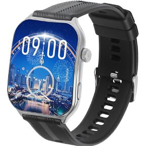 AOC Smartwatch Fitness Sports Watch E09, AI GPT Bluetooth Call, Voice Assistant‌, AMOLED 1.96 Touchscreen, Heart Rate & Sleep Monitor‌ing, IP67 Waterproof Sports Modes Smart Watch, Black in Saudi Arabia