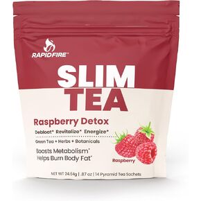 أكياس شاي رابيد فاير النحيفة، مزيج من الأعشاب الطبيعية والنباتات، تعزز الطاقة والهضم، تدعم عملية التمثيل الغذائي، 14 حصة، نكهة التوت in Kuwait