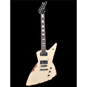 جيتار كهربائي بقايا من KGD - جيتار معدني ثقيل ب6 أوتار مع صامولة على شكل عظمة، جيتار كهربائي احترافي للبالغين (أصفر كريمي) in Kuwait