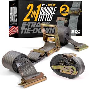 أشرطة المسار E مزدوجة المجهزة للتحكم في البضائع في الولايات المتحدة مقاس 2 بوصة × 16 بوصة (10 عبوات)، وقوة كسر 4,400 رطل، وأشرطة سقاطة للمسار E شديدة التحمل باللون الرمادي مع 3 تركيبات زنبركية، وربطات لوجستية متعددة الاستخدامات 2 في 1 in Kuwait