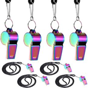 Skrfren Coach Whistle with Lanyard, 4 PCS Colorful Coach Whistle Stainless Steel Metal Teacher Whistles, Loud Crisp Sound Whistles for Teachers, Referees, Emergency and Official in Saudi Arabia