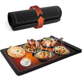 Warming Mat for Food, Portable Electric Warming Tray with 6 Tempmaster Adjustable, Silicone Heating Mat for Food, Food Warmer for Buffet Party Family Gathering Kitchen (Black) in Kuwait
