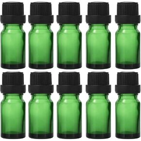 10Packs 10ml/0.33OZ Green Glass Essential Oil Bottles with Dropper Insert Refillable Small Oil Bottles Leakproof Empty Glass Bottles for Aromatherapy, Perfume, Serum, DIY Blends in Kuwait